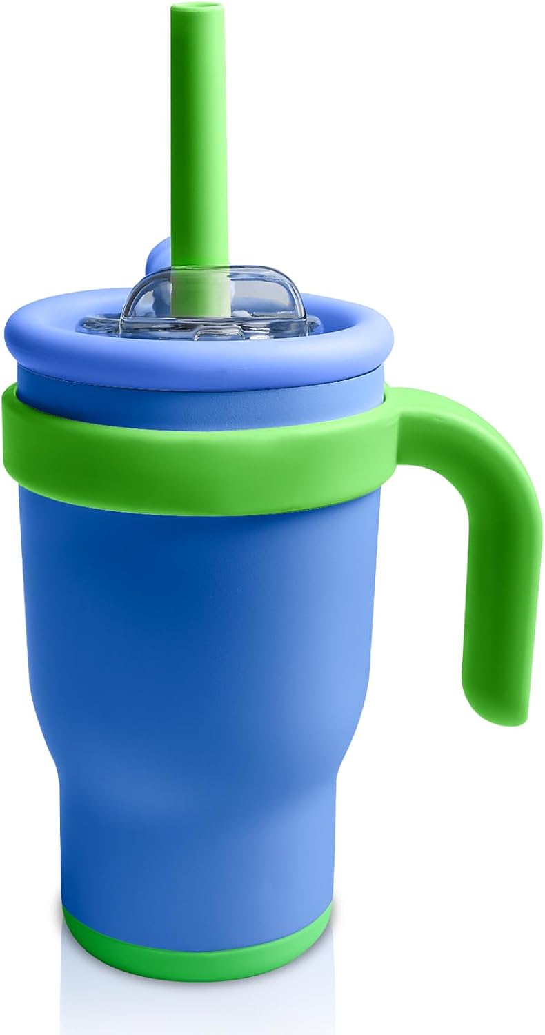 Thermobecher – mit Strohhalm, 420ml, blau
