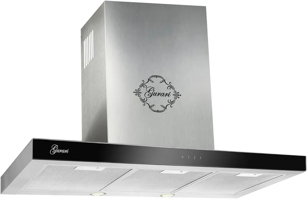 Premium Wand-Dunstabzugshaube 90 cm Edelstahl mit Glas, Energieklasse A, 1000 m³/h Abluft/Umluft Motor