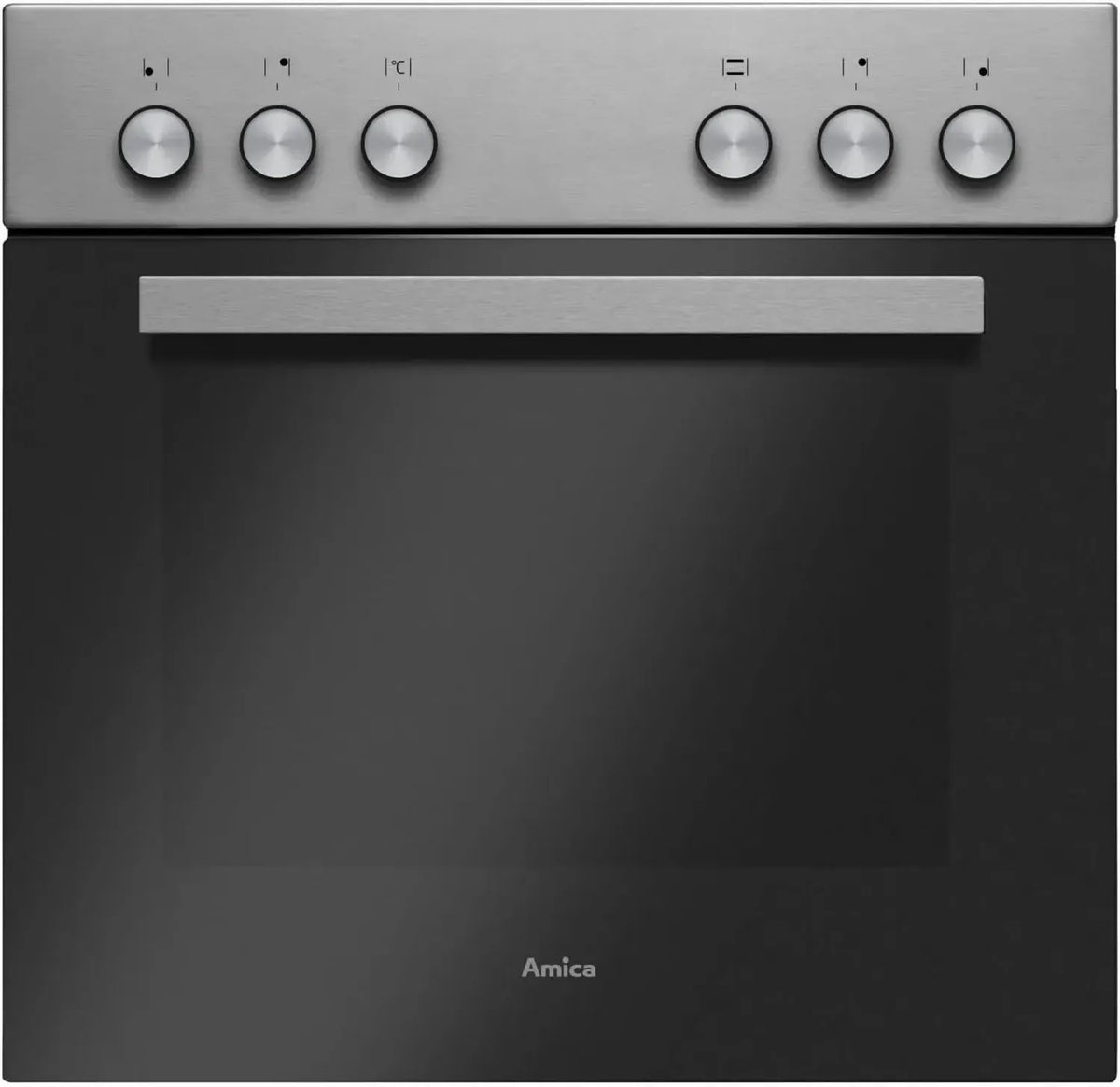 Amica Herd-Set mit Glaskeramik-Kochfeld, Rahmenlos, Edelstahl, 62L, Energieklasse A