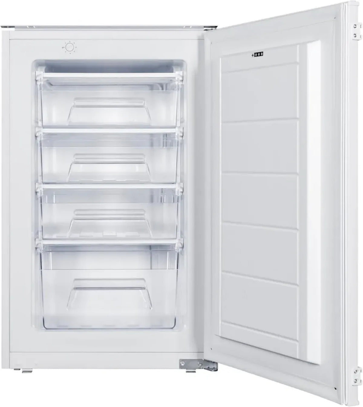 Respekta Einbaugefrierschrank 88 cm, 77 L, wechselbarer Türanschlag, 4 Schubladen, 39 dB, Weiß