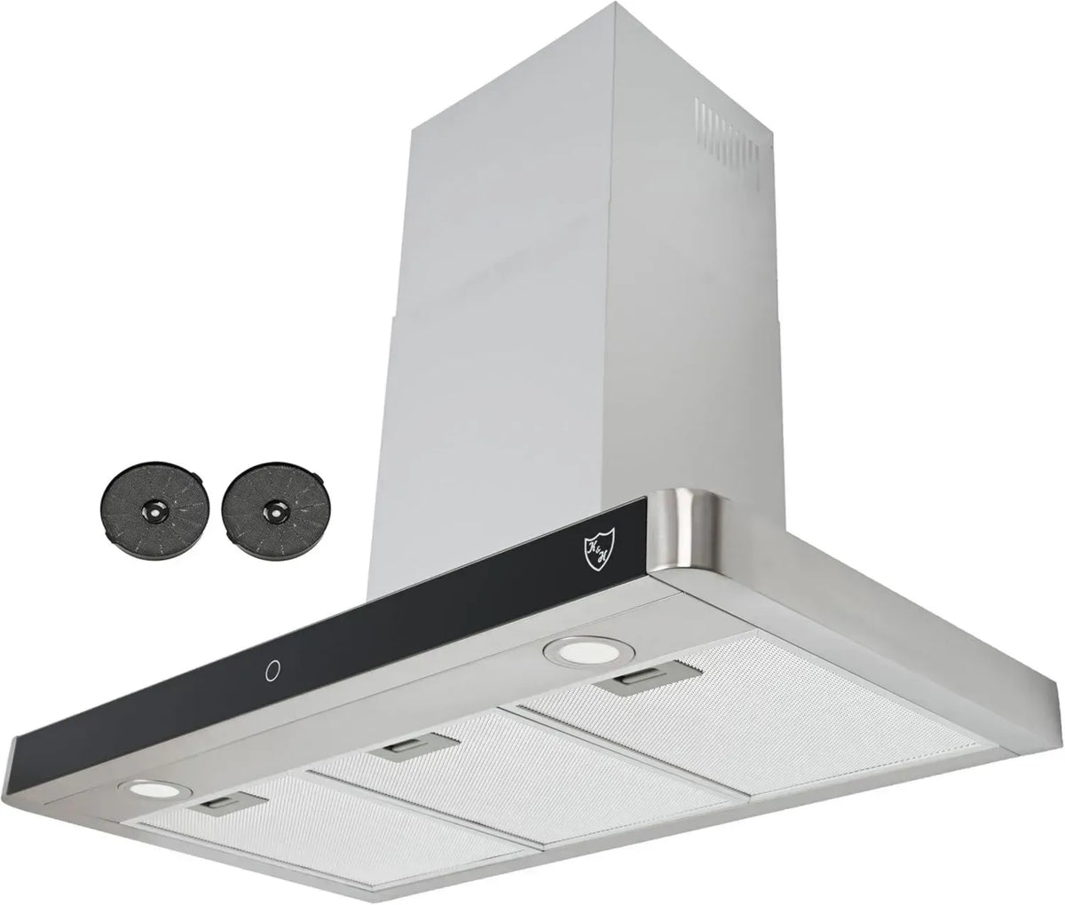 K&H 90cm Wand-Dunstabzugshaube mit LED-Beleuchtung, 9 Stufen, Umluft & Abluft, Edelstahl, Energieklasse A++