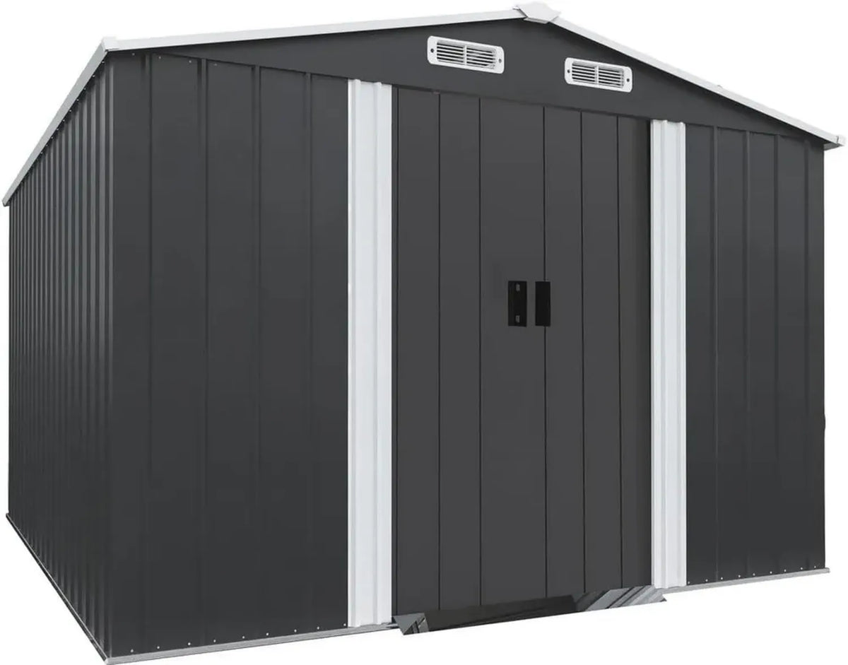 Gartenhaus aus Metall mit Schiebetür für Werkzeuge, 8 m², Grau
