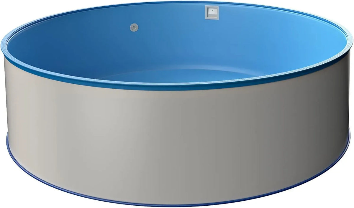 Rundpool-Set MTH Premium: Stahlwandpool Ø 5,00 x 1,20 m, Inklusive Skimmer-Set, Weiß mit Blauer Folie, Hergestellt in Deutschland