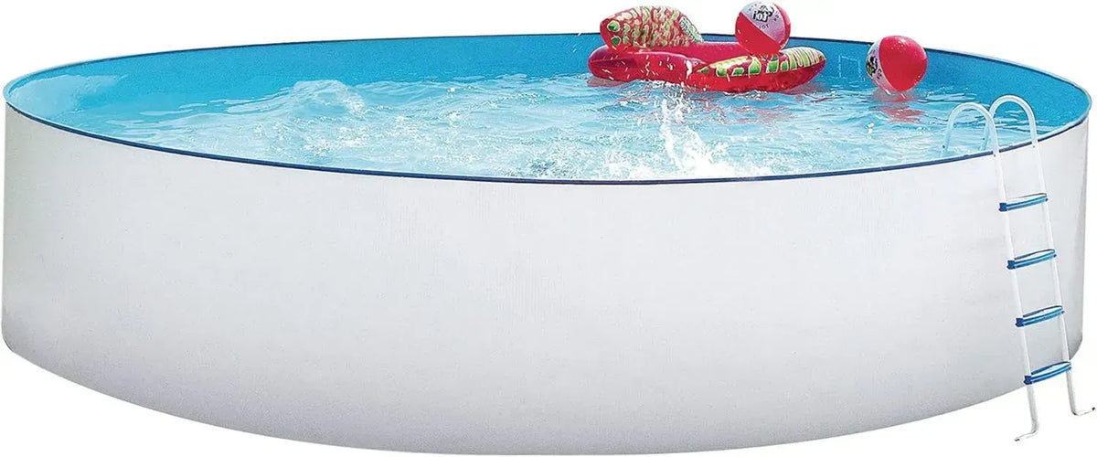 Premium Stahlwandpool Set Rund Ø 550 x 120 cm - Weiß - 25.600 l - Winterfest mit blauer Innenfolie und Zubehör