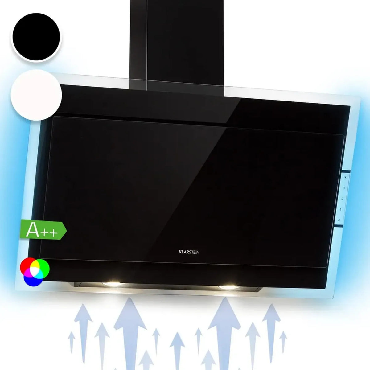 Klarstein Wandhaube 90cm mit Umluft/Abluft und LED-Beleuchtung