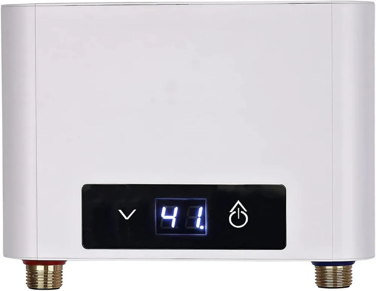 Kompakter Elektronischer Durchlauferhitzer 3500W mit LED-Anzeige für Bad und Küche, Weiß