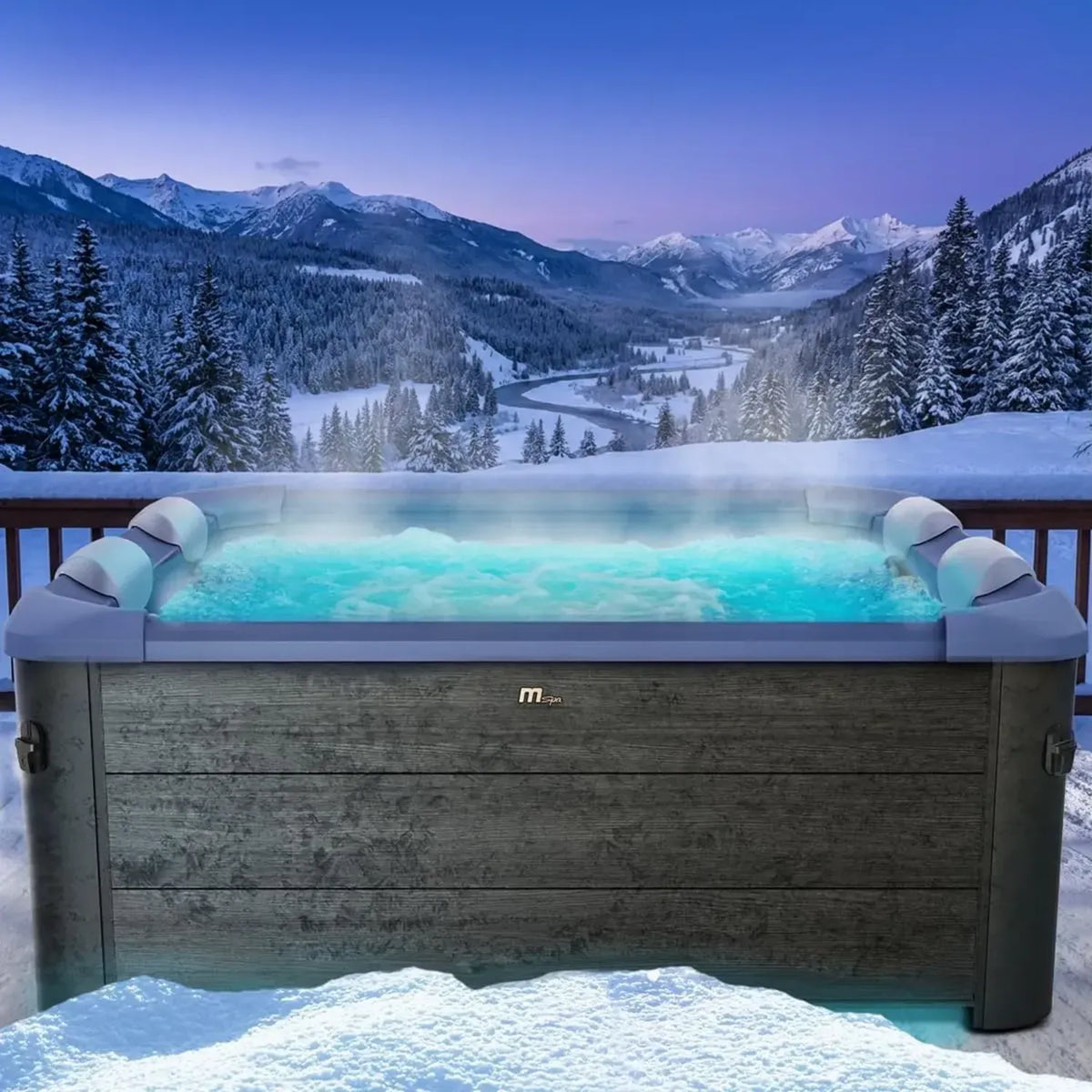 Whirlpool MSpa Oslo für 6 Personen mit LED-Beleuchtung, 160x160x65cm, 120 Düsen, ganzjährig nutzbar