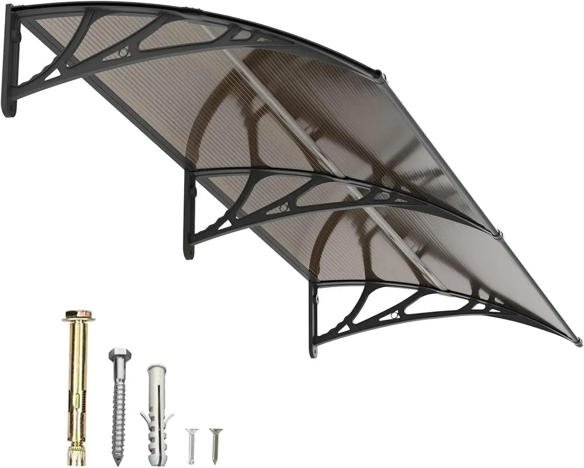 Hochwertiges Haustür-Vordach 150x100CM - Polycarbonat Schutz vor UV, Regen und Schnee, für Veranda und Fenster