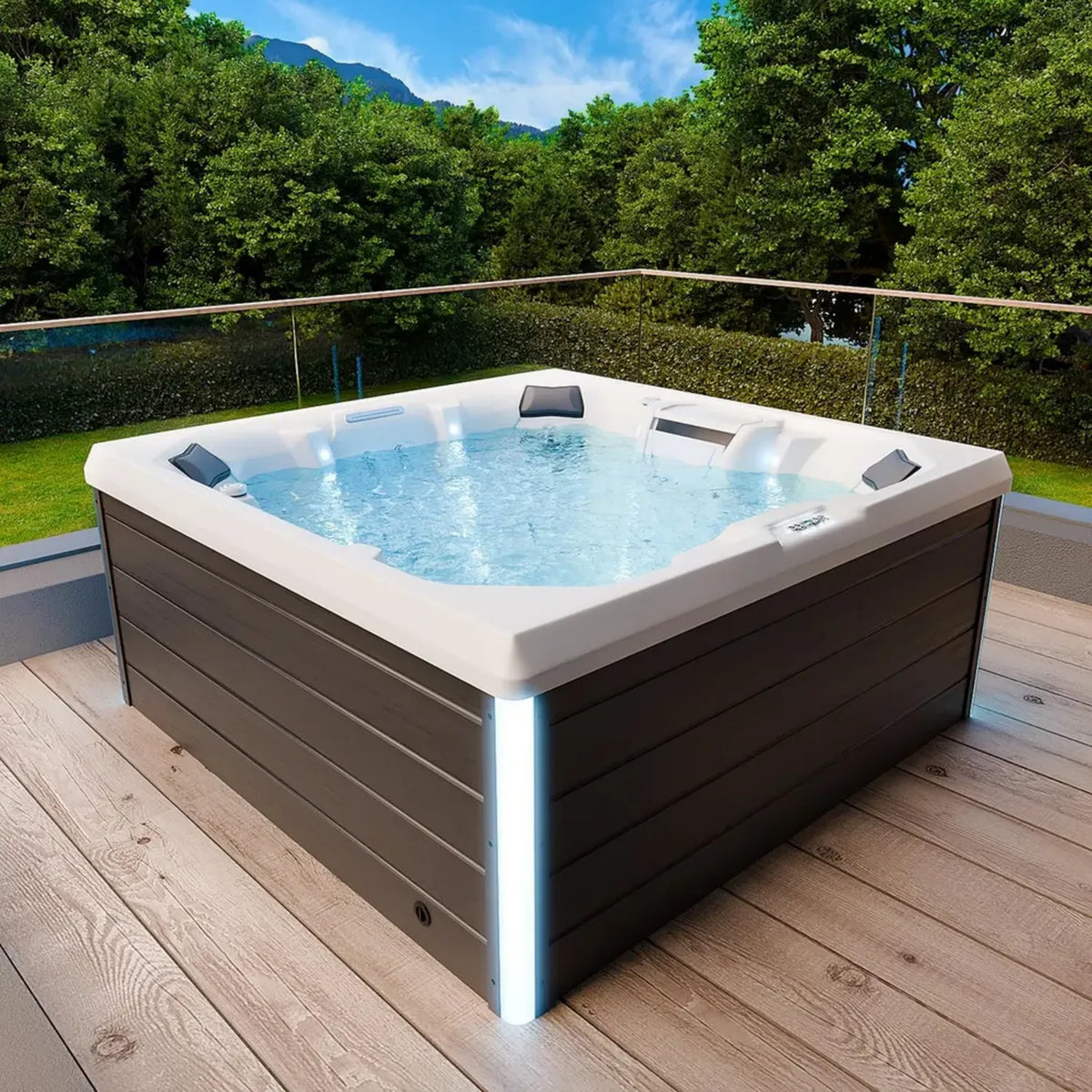 Tronitechnik® Spa Whirlpool TORCELLO – Außenwhirlpool 210x210cm, Heizung, Hydromassage, LED-Farbtherapie