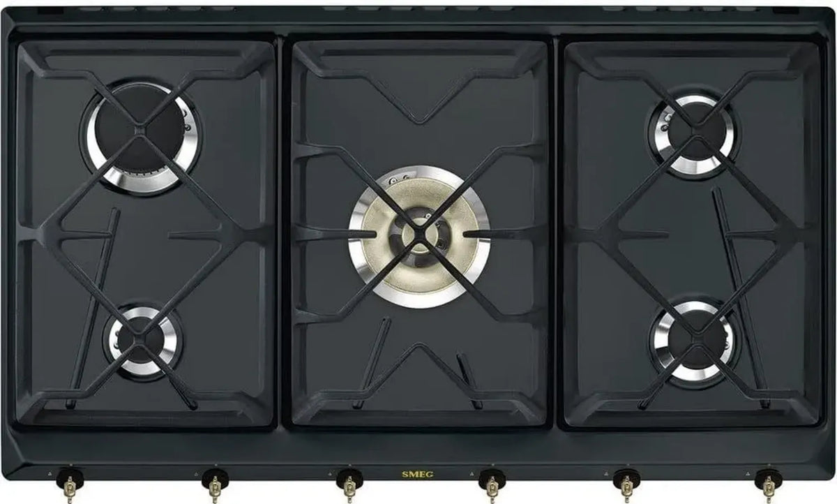 SMEG Gaskochfeld Colonial - SRV896AOGH, Anthrazit-Design