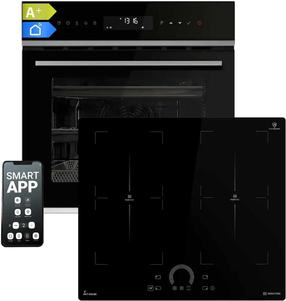 Einbau Herdset mit Induktionsfeld und Timer - 60cm Backofen & 59cm Kochfeld