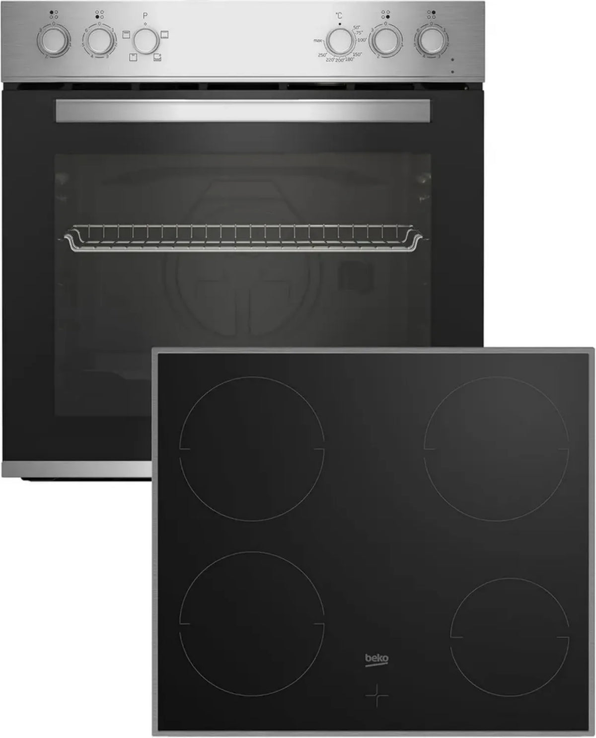 Beko Einbau-Herdset mit Glaskeramikkochfeld, 4 Heizarten & SteamShine