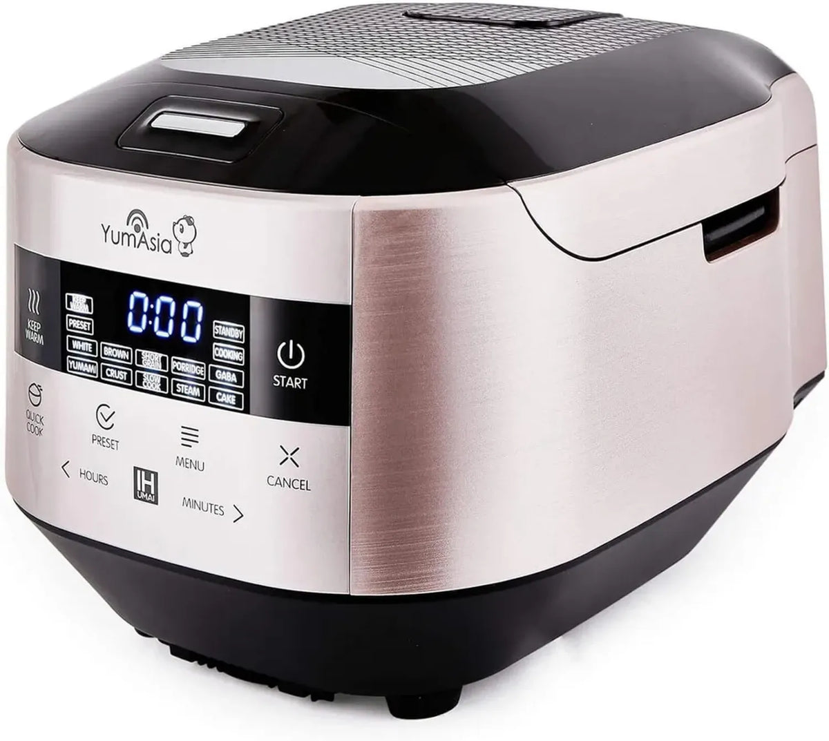 Yum Asia Induktions-Reiskocher mit Keramiktopf, 7 Reisprogramme, 4 Universalkochfunktionen, LED-Display (1,5L, 220-240V, Champagner-Rosé)