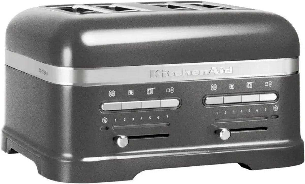 KitchenAid 4-Scheiben-Toaster mit Sandwich-Zange - Retro-Design, vielseitige Funktionen und einstellbare Bräunungsgrade - Medaillon Silber