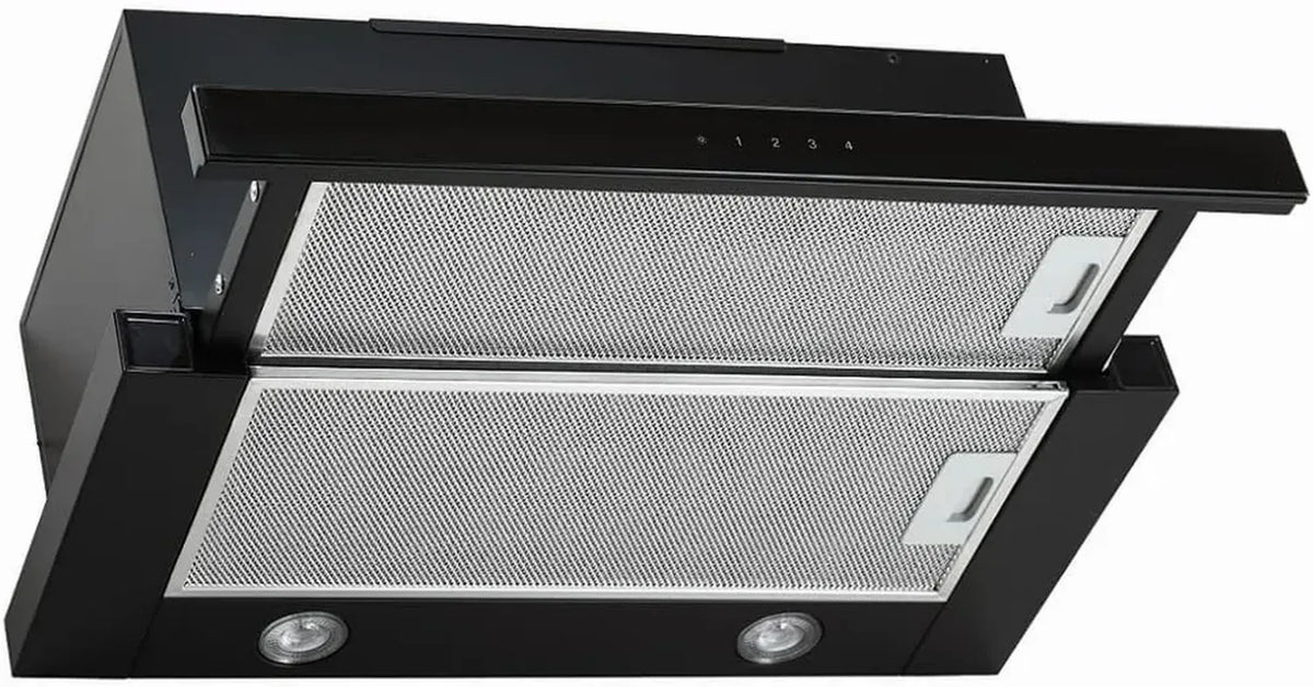 VLANO Einbau-Dunstabzugshaube SLIDE, 60 cm, Schwarz, LED, Touch & Fernbedienung, 685 m³/h, 4 Stufen