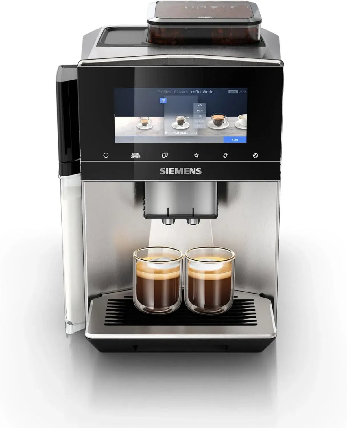 Siemens EQ900 Kaffeevollautomat, Farb-TFT-Display, automatisches Reinigungssystem, 36 Getränkeoptionen, Cold Brew Funktion, Doppel-Tassen, leiser Betrieb, Edelstahl