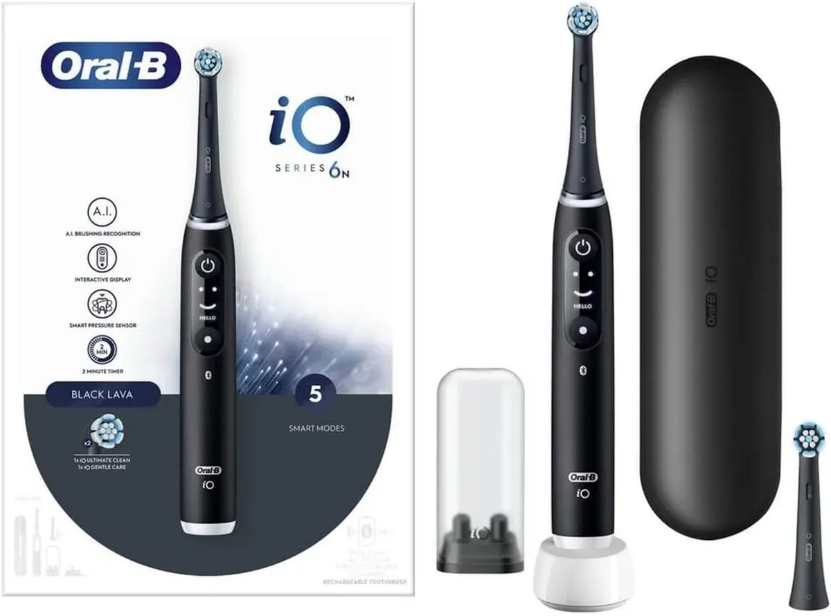 Oral-B iO 6N Elektrische Zahnbürste mit Reiseetui, Schwarz
