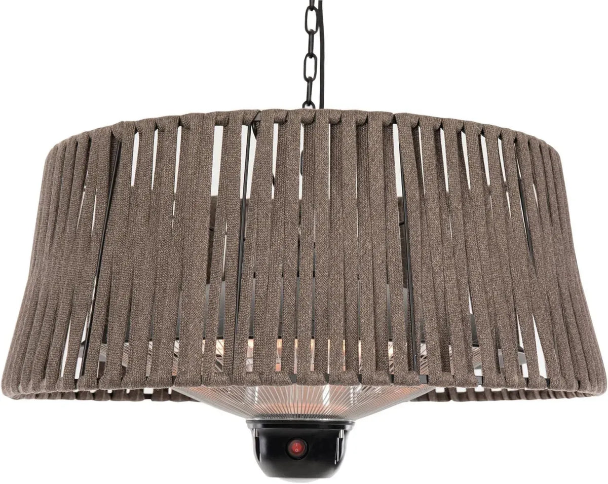 SUNRED Hängender Terrassenheizstrahler mit Infrarot und LED, 1800W, Olefin-Schirm, Fernbedienung, Braun