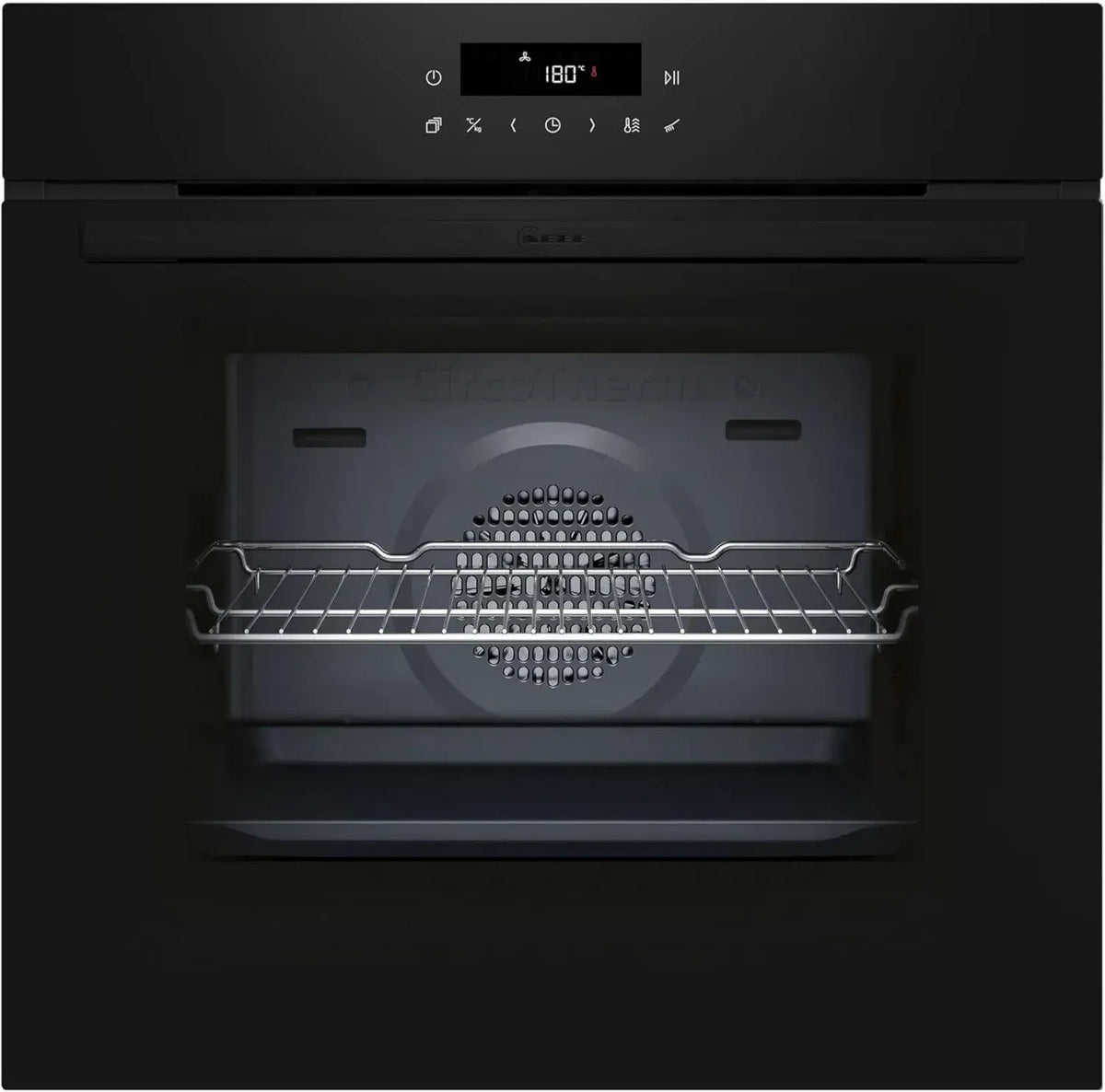 NEFF N30 Einbau-Backofen 60x60 cm, 3D-Heißluft, CircoTherm, Air Fry, Automatikprogramme, Pyrolyse, Easy Clean, Kindersicherung, LED Touch-Bedienung, Schwarz